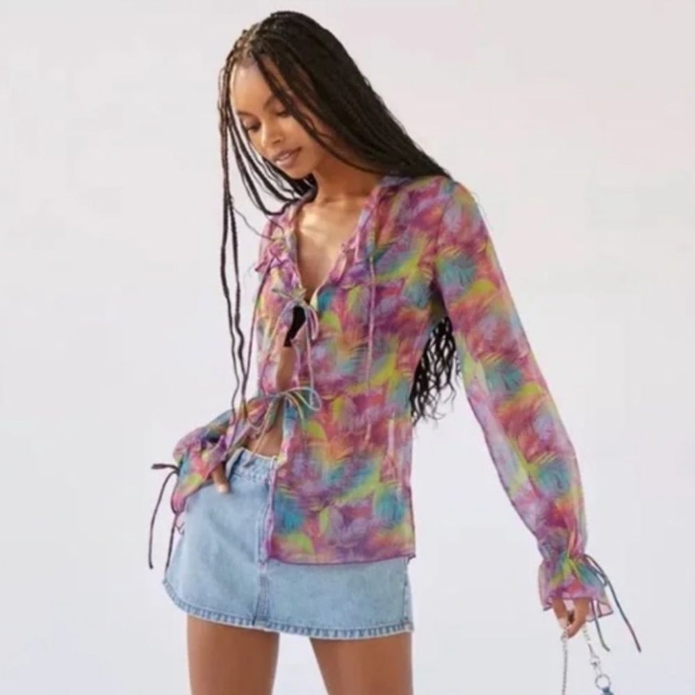 Urban Outfitters size med purple feather quirky abstract open front cardi